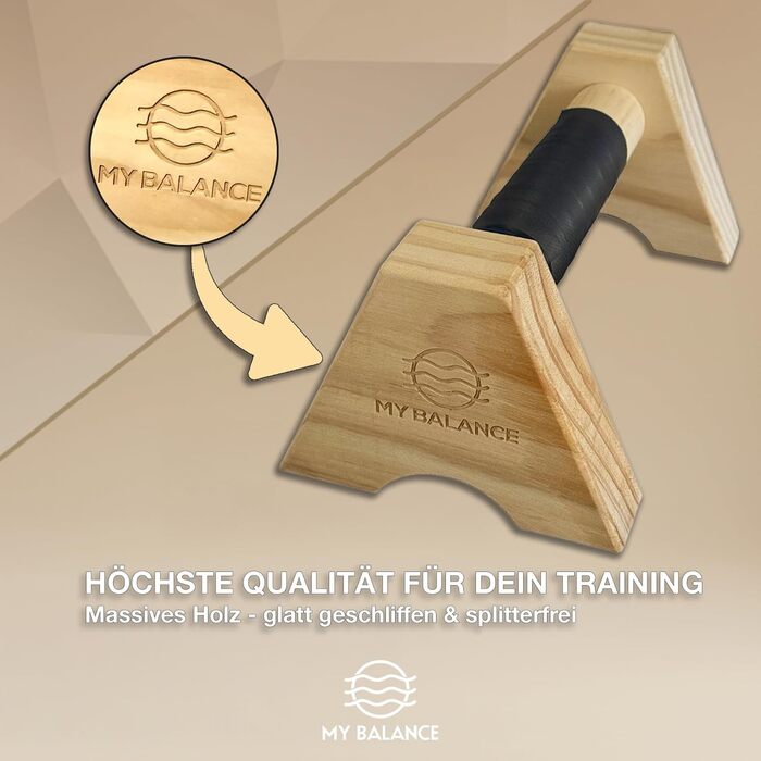 Дерев'яні бруси для віджимань My Balance Premium з Grip-Tape – паралетси для кросфіту та калістеніки, міцні та безпечні для суглобів