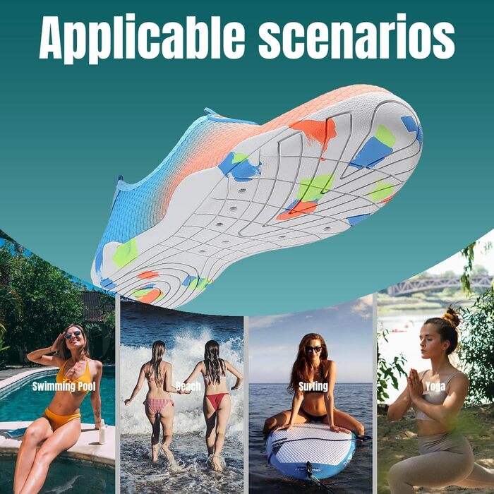 Взуття для плавання та водних видів спорту WateLves: чоловіче та жіноче, швидковисихаюче, унісекс, кольори: блакитний, помаранчевий, розмір 39 EU