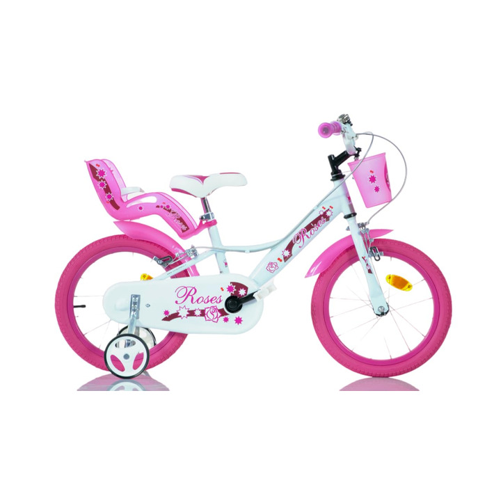 Дівчачий велосипед SCH Roses, 14 дюймів (4-6 років) / 16 дюймів (5-7 років), білий