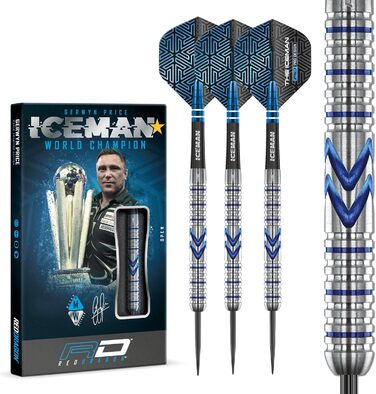 Преміальний набір дротиків Red Dragon Gerwyn Price Iceman Midnight Edition з вольфраму з крилами та стрижнями
