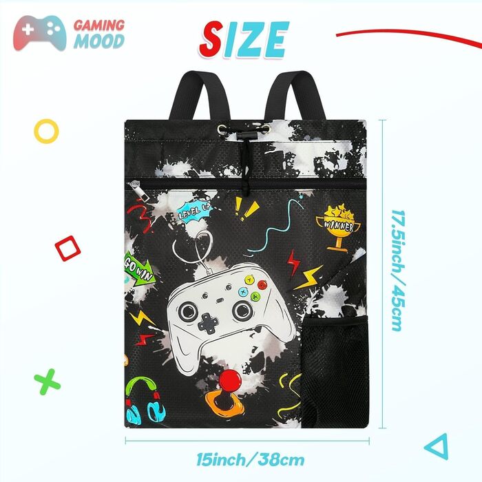 Спортивна сумка для гімнастики WAWSAM з шнурком - 38 × 45 см. Водонепроникна сумка для плавання, пляжу, покупок (для дітей)