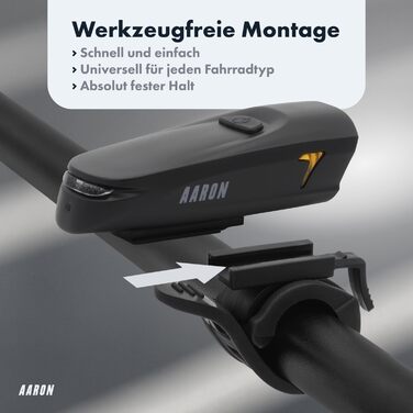 Комплект велосипедних ліхтарів AARON 50 LUX для міських велосипедистів та електровелосипедів, StVZO, USB-зарядка, водонепроникний, передній і задній ліхтар