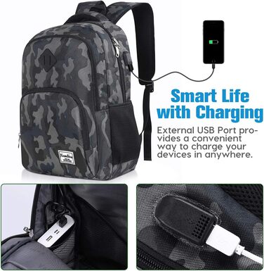 Рюкзак для ноутбука YAMTION 35L, водонепроникний, з USB-портом, для чоловіків і жінок, шкільний
