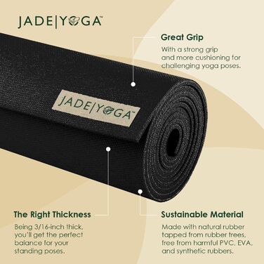 Йога-мат JADE YOGA Harmony 68 см чорний, антиковзкий, для занять йогою