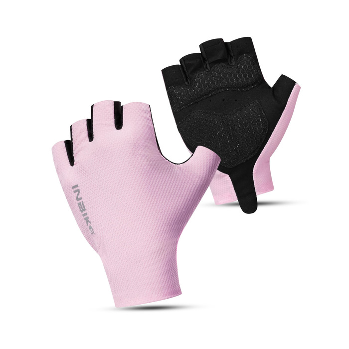 Велосипедні рукавички INBIKE Habfinger для чоловіків, літні, ударостійкі, дихаючі, світловідбиваючі, зелені (L, Рожевий)