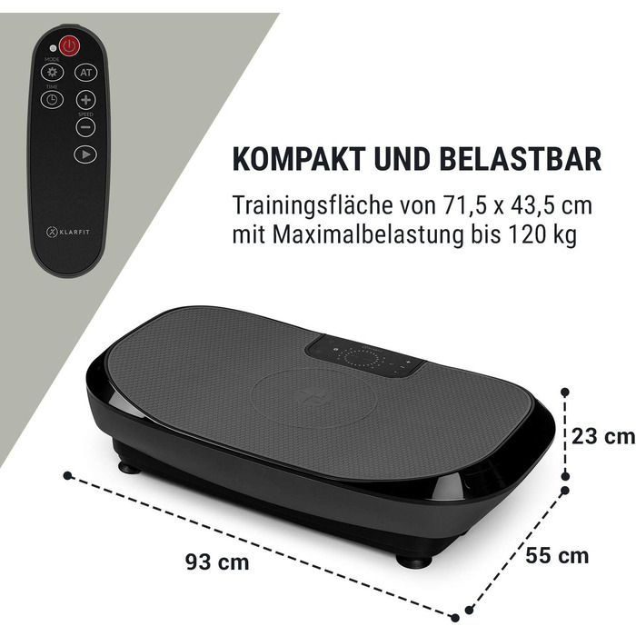 Віброплатформа Klarfit Vibe 4DX Pro професійний тренажер для всього тіла, 300 Вт, 4D-режим TripleMotor, робоча поверхня 71,5x43,5 см, сірий/чорний