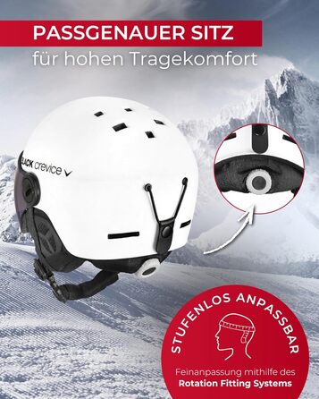 Шолом гірськолижний BLACK CREVICE Gstaad з візором у стилі пілота, білий, карбон, M/L