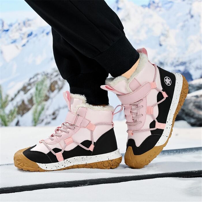 Водонепроникні зимові черевики для дітей: зимові чоботи для дівчаток та хлопчиків, утеплені, для активного відпочинку, неслизькі, снігові черевики, 31 EU, рожеві