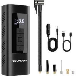 Електричний насос для велосипедів YOUNGDO 150PSI, акумуляторний компресор 6000mAh для всіх вентилів, мотоциклів та м'ячів