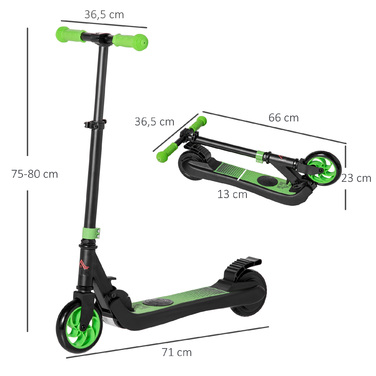 HOMCOM E-Scooter Електричний скутер 120 Вт Двигун 6 км Радіус дії Максимальна 8 км/год Електричний скутер Навантаження до 50 кг, E Скутер від 6 років і старше Зелений+Білий | Аосом