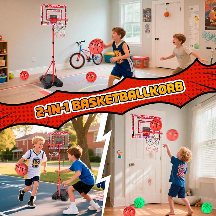 Дитячий баскетбольний кошик, регульована висота 105-183 см, з м'ячем та табло, для хлопчиків та дівчаток