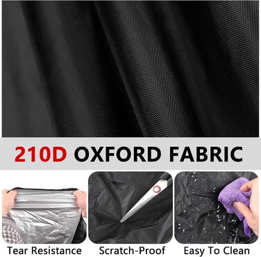 Водонепроникна захисна накидка для мотоцикла Motorrad, 210D, UV-захист, зимова, для моторолерів, ролерів, мопедів (245x105x125 см) (Чорний, L(200x90x100 см))