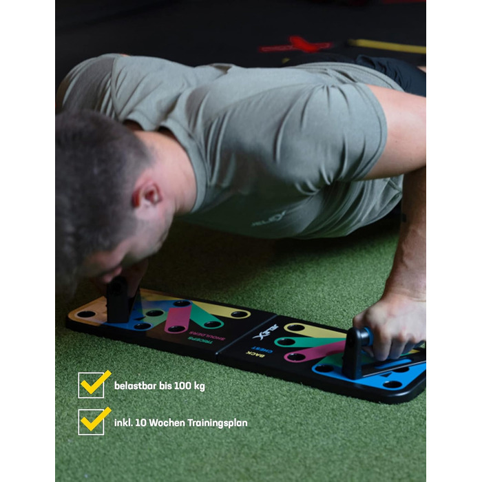 JELEX Tornado дошка для віджимань Push Up, багатофункціональна, 64×19 см, ABS-пластик, з антиковзаючими накладками та 10-тижневим тренувальним планом