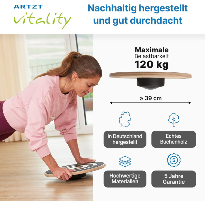 ARTZT vitality Wobblesmart балансборд для реабілітації, профілактики та тренувань, регульований рівень складності, 39 см