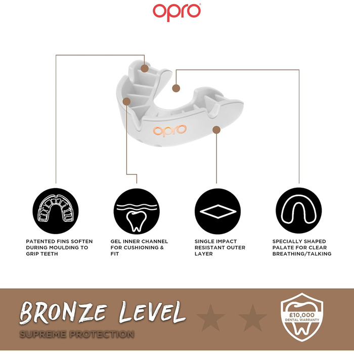 Захисний капу OPRO UFC для MMA, BJJ, боксу та інших єдиноборств (Бронзовий, Junior, Білий)