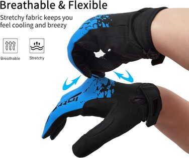 Рукавички для велосипеда, чоловічі та жіночі, сенсорні, дихаючі, легкі, для шосейних велосипедів, Outdoor, блакитні
