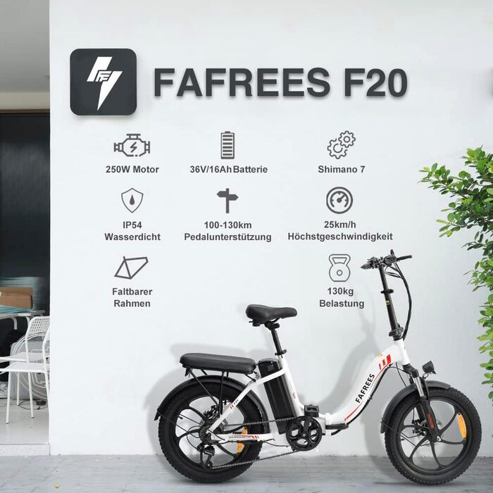 Електровелосипед Fafrees F20 складаний 20 дюймів, 250W, 36В 15Аг, для міста та бездоріжжя, вантажопідйомність до 150 кг, для жінок і чоловіків