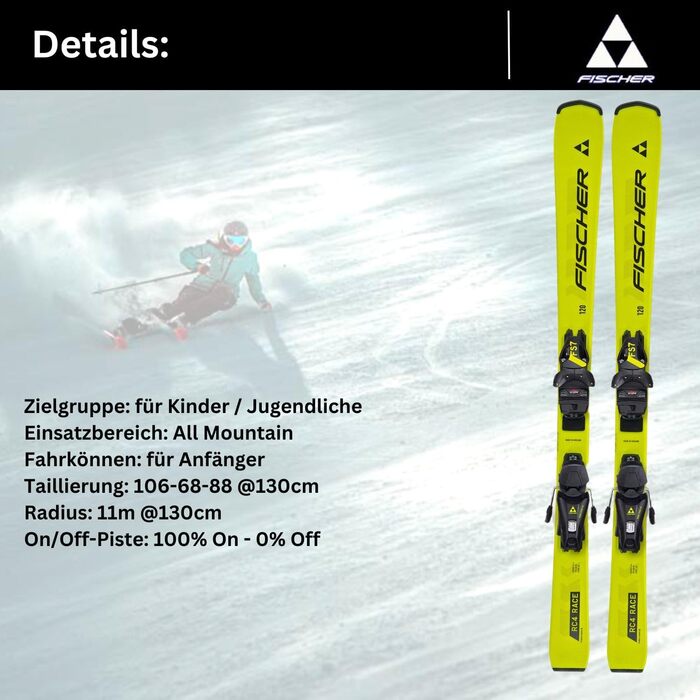 Гірські лижі Fischer RC4 Race Junior 140 см з кріпленнями FS 7 GW CA JRS (2024/25) для дітей