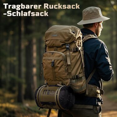 Тактичний спальний мішок 4 сезони 1TG Ranger Green/Coyote Brown, для дорослих, компактний та теплий, для кемпінгу, трекінгу, подорожей (до 185 см)