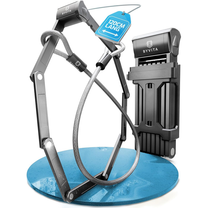 Замок для велосипеда складний 120см, протиугінний з кабельним замком - висока безпека, з кріпленням - ідеально для електровелосипеда