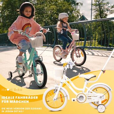 Дитячий велосипед Sun Baby Heart Bike для дівчаток 12/14/16 дюймів, зі знімною ручкою, для дітей 2-6 років
