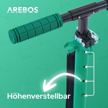 Самокат Arebos Cityroller для дітей і дорослих, складаний, регульований по висоті, XXL колеса, ремінь для перенесення, до 100 кг