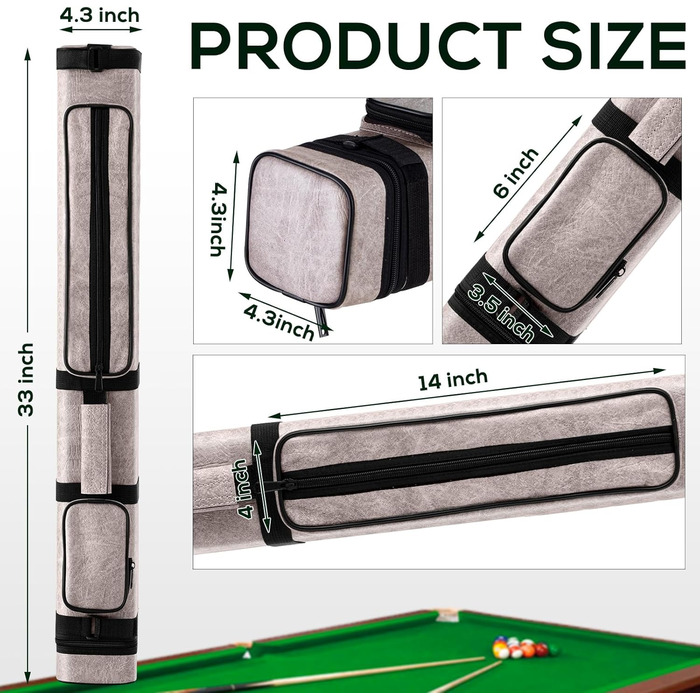 Чохол для кия бліярду Deekin 3x6, кий для більярду, чохол для перенесення, аксесуари для більярду, PU, 9 відділень, з крейдою для більярду (2 шт.)