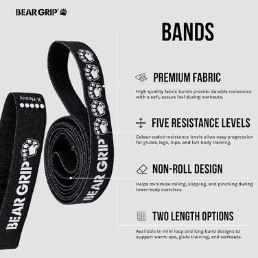 Стрічки для підтягувань Bear Grip: для йоги, мобільності, кросфіту, багатокольорові
