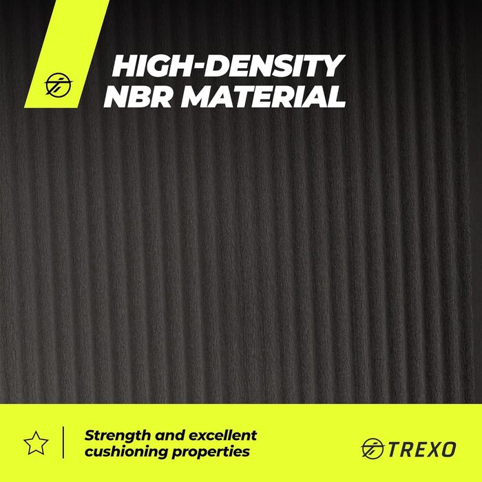 TREXO килимок для фітнесу NBR 183x61 см, 15 мм, чорний - для тренувань