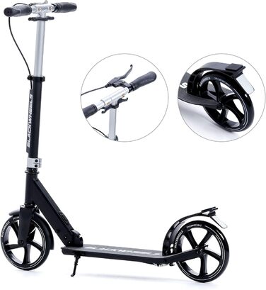 Самокат Blackwheels Orio Cityroller складаний, 200мм колеса, алюмінієва рама, ABEC 7, чорний – для підлітків та дорослих