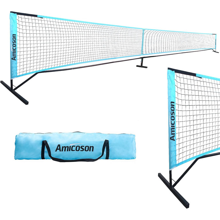 Портативна сітка для піклболу Amicoson 22FT, комплект із сумкою, металевий каркас, міцна PE сітка, стандарт USAPA, для вулиці та приміщень