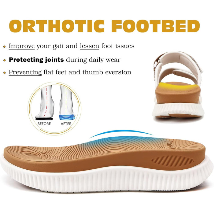 Спортивні сандалі KuaiLu жіночі з м'якою устілкою, ортопедичні, для туризму та відпочинку, білі/хакі, 39 EU