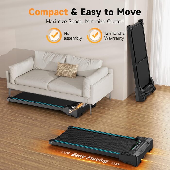 Бігова доріжка REPOWER для дому Walking Pad з автоматичним підйомом 9%, тиха, з пультом ДУ, три рівні, навантаження до 136 кг, для робочого столу