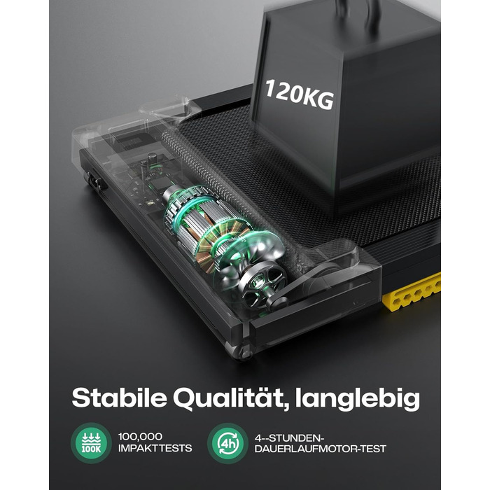 UREVO Smart Walking Pad: компактний біговий килимок під стіл з двома амортизаторами, додаток для фітнесу з відстеженням та режимом MIIT, керування пультом або додатком, чорний