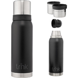 Термос TRNK Arktis 2 з нержавіючої сталі, 1200 мл, BPA-free, тримає тепло 32 години, 2 чашки, можна мити в посудомийній машині, нічний чорний матовий