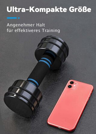 Сталеві гантелі Northdeer STAHL - компактні регульовані гантелі 2,5кг, 5кг, 7,5кг, 10кг з пінополіуретановим грифом - інноваційні чорні сталеві гантелі для дому 2шт x 2,5кг (Чорний - 2 шт.)
