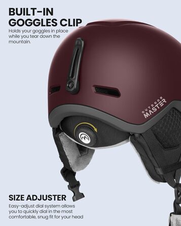 Шолом OutdoorMaster MIPS для катання на лижах та сноуборді, вентиляція, полікарбонат, EPS, червоний, S