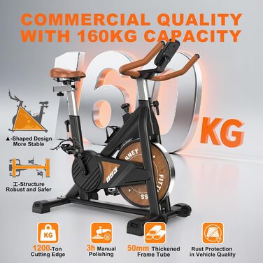 Велотренажер з Bluetooth: велотренажер з магнітним опором, фітнес-велосипед для дому з LCD-дисплеєм, до 160 кг, чорний