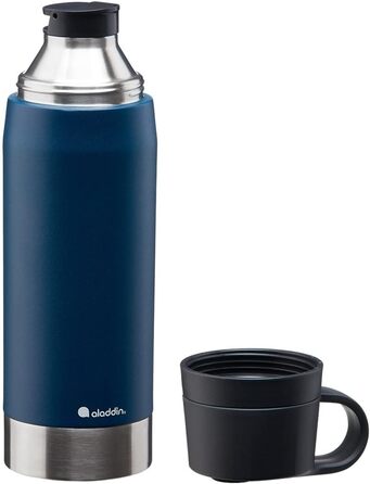 Термос Aladdin CityPark Thermavac 1.1 л з двома чашками, нержавіюча сталь, синій, BPA Free, зберігає тепло/холод до 25 годин, герметичний, можна мити в посудомийці