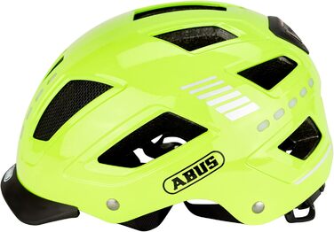 Велошолом ABUS Hyban 2.0 LED з переднім і заднім світлом, жовтий, XL (58-63 см), міцний корпус, для чоловіків і жінок