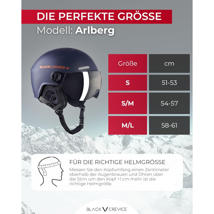 Шолом гірськолижний Black Crevice Arlberg з візором (S, темно-синій/оранжевий)