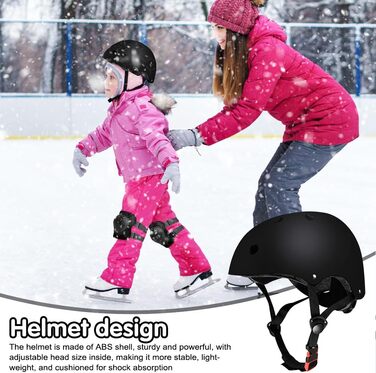 Набір захисту для дітей Riisoyu: наколінники, налокітники, шлем, захист для скейтборду, велосипеда, скутера, мотоцикла (чорний)