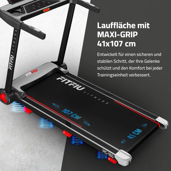Складана бігова доріжка FITFIU Fitness 4 в 1 з нахилом 9%, швидкістю до 14 км/год, підтримкою APP, датчиком пульсу та тримачем для планшета, компактна Walking Pad MC-160