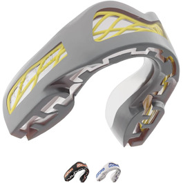 Захисна капа SafeJawz Nitro для дорослих та дітей з чохлом для боксу, баскетболу, лакросу, футболу, MMA, єдиноборств, хокею та контактних видів спорту (сірий)