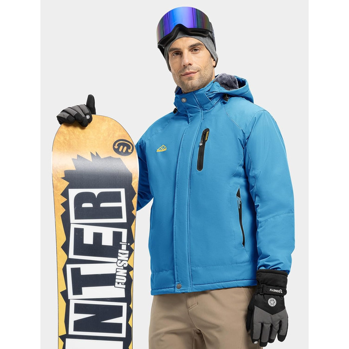 Чоловіча куртка для сноубордингу та лижного спорту Rdruko, водонепроникна, з утеплювачем, флісова капюшон, блакитна