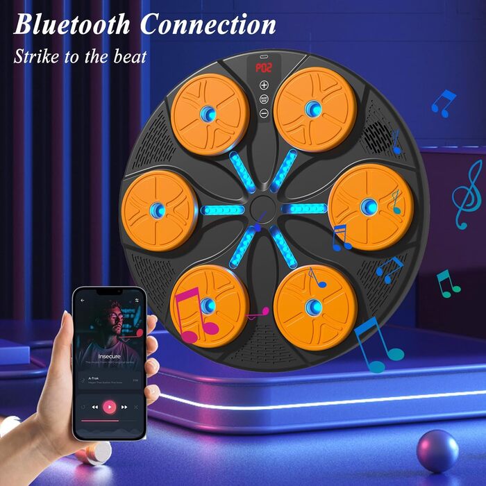 Музична боксерська машина Kamanan зі світлодіодами, Bluetooth, для дітей та дорослих (помаранчевий)