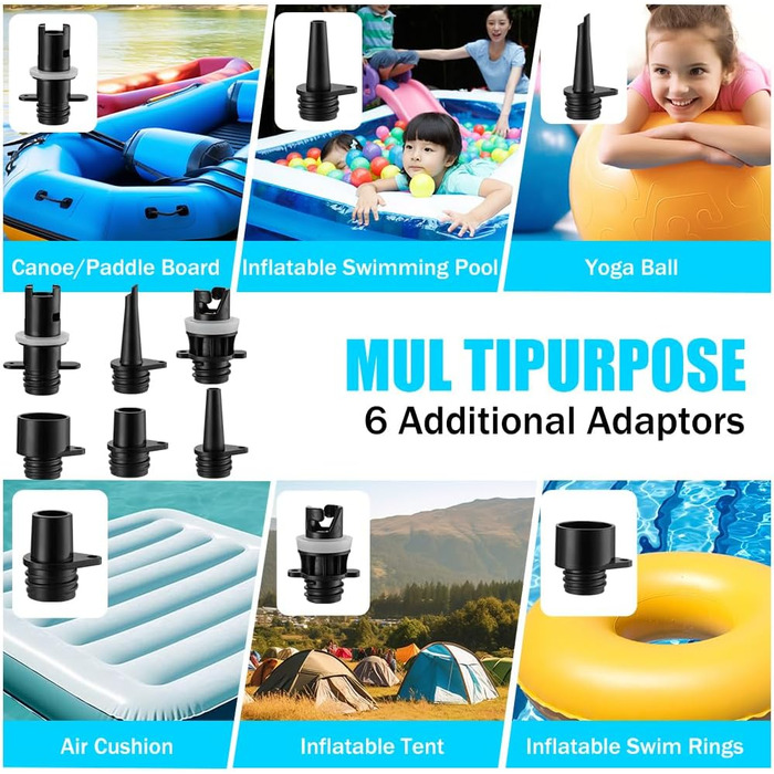 OBEST Електричний Насос для Шини 12000mAh, 20 PSI, Бездротовий, Подвійний, Автоматичне Вимкнення, Чорний