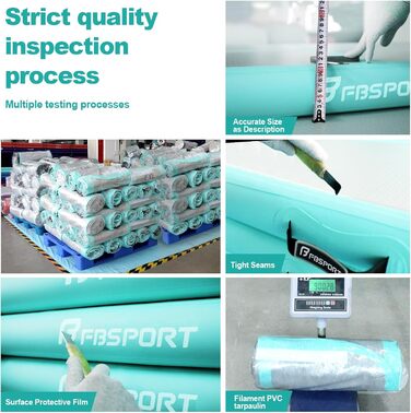 FBSPORT Airtrack Matte - килимок для гімнастики та йоги, 300x100x20 см, світло-зелений