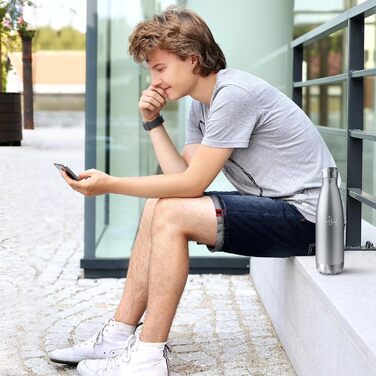 Термос-пляшка 750 мл, ізольована фляка з нержавіючої сталі, без BPA, водонепроникна пляшка для води, термос з подвійними стінками, підходить для газованої води, для університету, роботи, подорожей, спорту, активного відпочинку, хлопчиків та дівчаток, темн