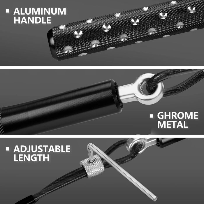 Стрибкове канат Springseil Wastou: регульований, для фітнесу, чорний